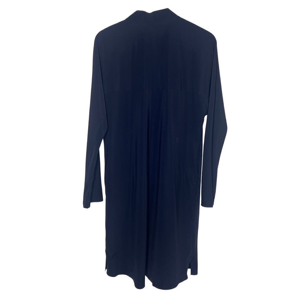 ADAY Something Borrowed Travel Nylon Blend Snap Front Midi Dress Navy Size M - Picture 7 of 9